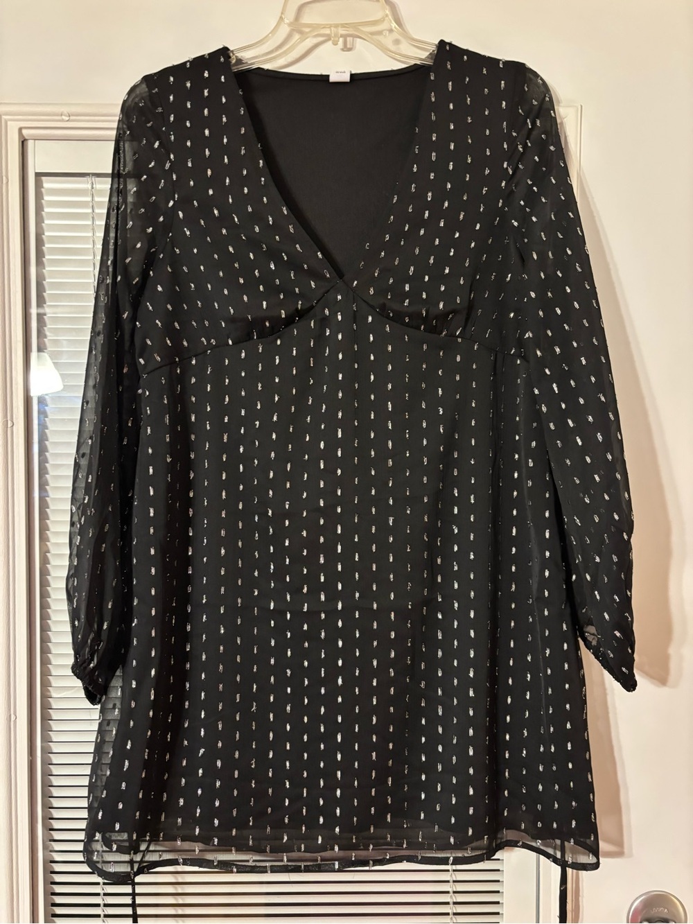 Old Navy Black Sheer Dot Overlay Dress